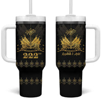 Ayiti 222nd Independence Day Anniversary Tumbler With Handle Haiti Gold VeVe Pattern - Wonder Print Shop