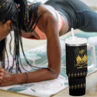 Ayiti 222nd Independence Day Anniversary Tumbler With Handle Haiti Gold VeVe Pattern - Wonder Print Shop