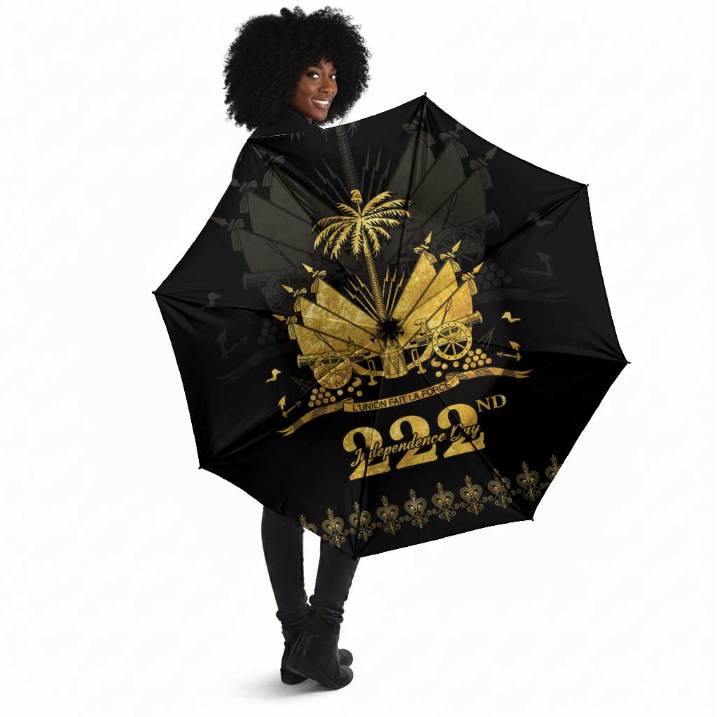 Ayiti 222nd Independence Day Anniversary Umbrella Haiti Gold VeVe Pattern - Wonder Print Shop