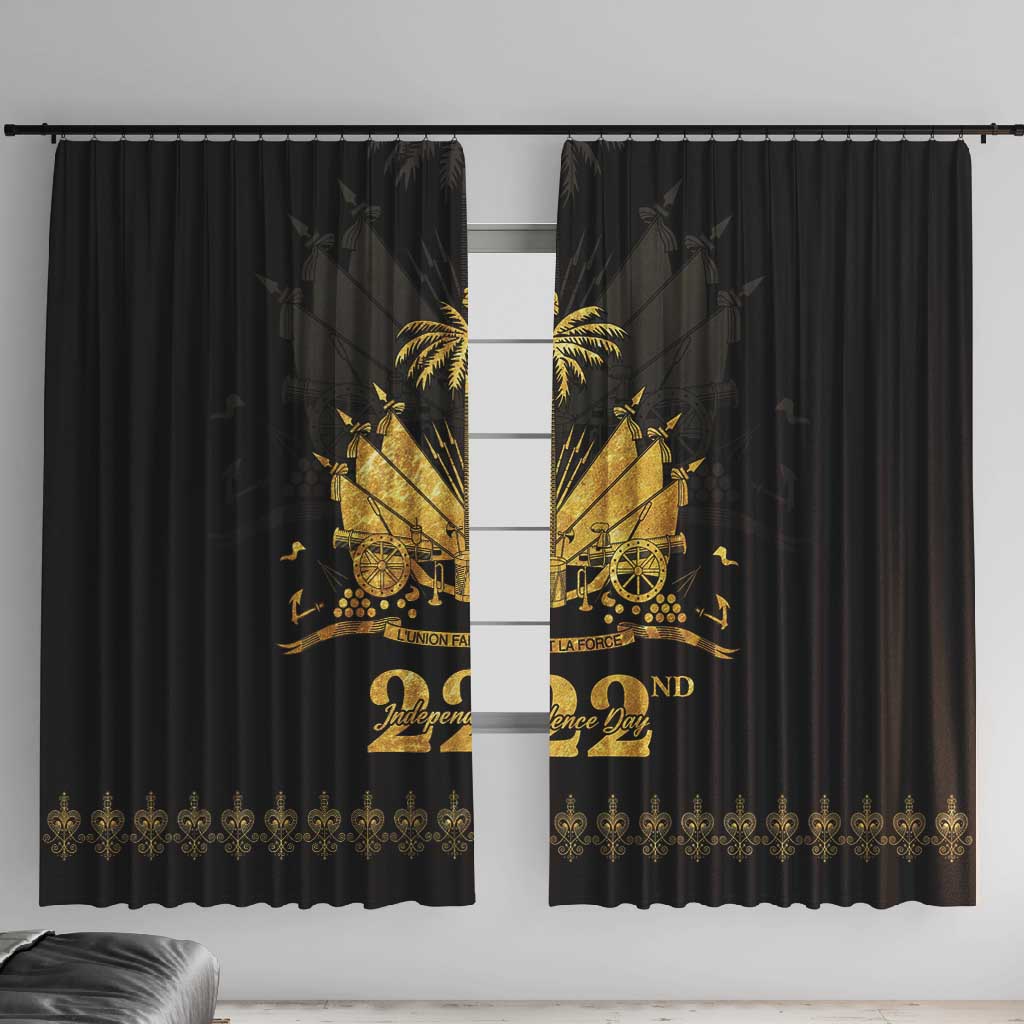 Ayiti 222nd Independence Day Anniversary Window Curtain Haiti Gold VeVe Pattern - Wonder Print Shop