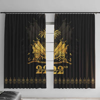Ayiti 222nd Independence Day Anniversary Window Curtain Haiti Gold VeVe Pattern - Wonder Print Shop