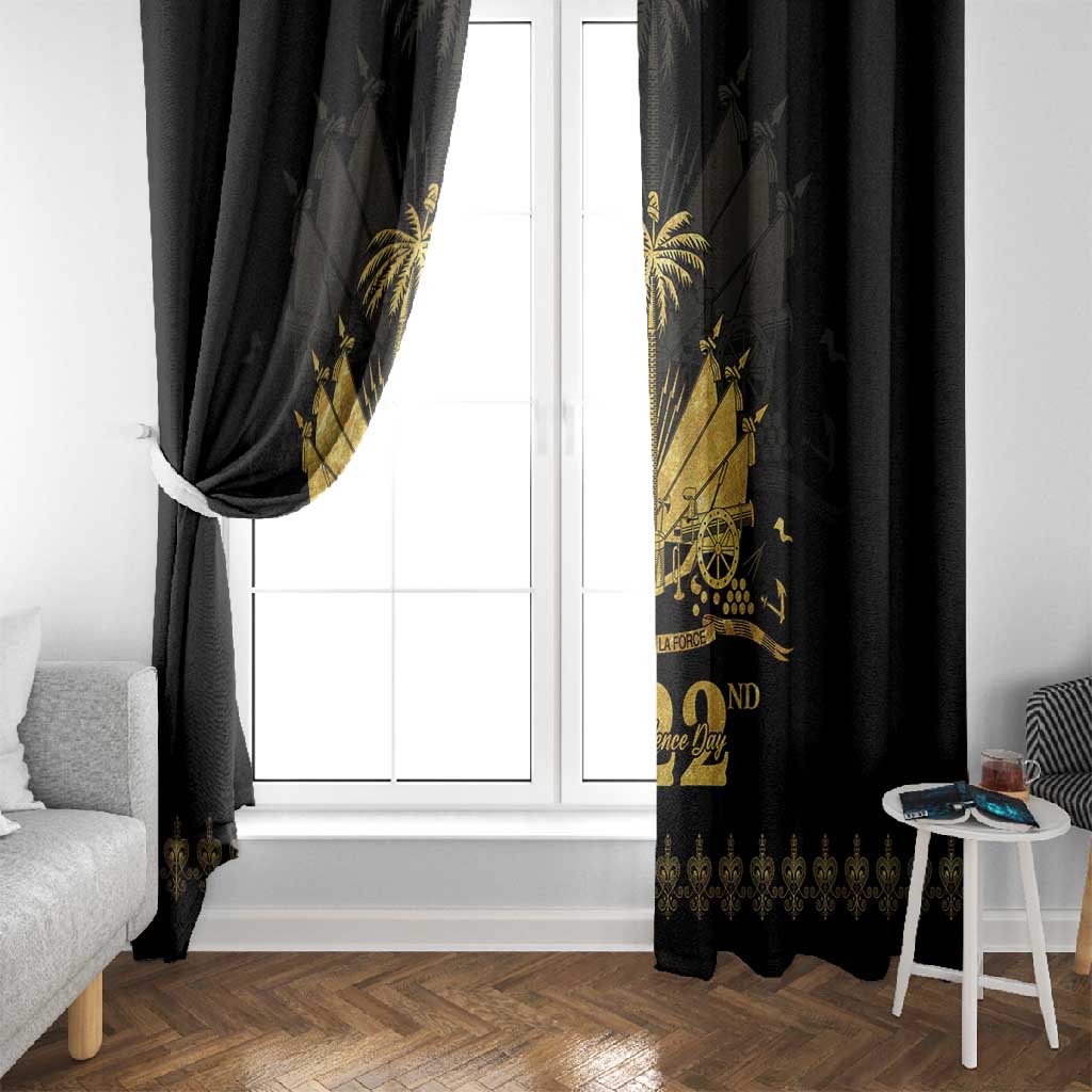 Ayiti 222nd Independence Day Anniversary Window Curtain Haiti Gold VeVe Pattern - Wonder Print Shop