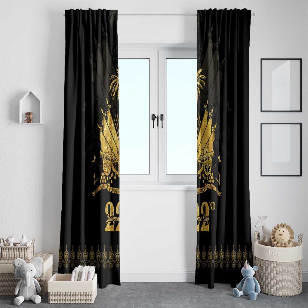 Ayiti 222nd Independence Day Anniversary Window Curtain Haiti Gold VeVe Pattern - Wonder Print Shop
