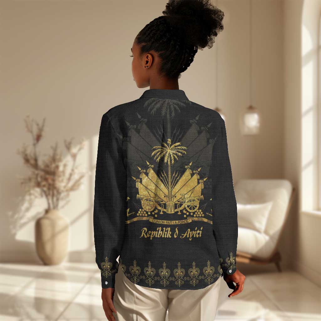 Ayiti 222nd Independence Day Anniversary Women Casual Shirt Haiti Gold VeVe Pattern - Wonder Print Shop