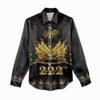 Ayiti 222nd Independence Day Anniversary Women Casual Shirt Haiti Gold VeVe Pattern - Wonder Print Shop