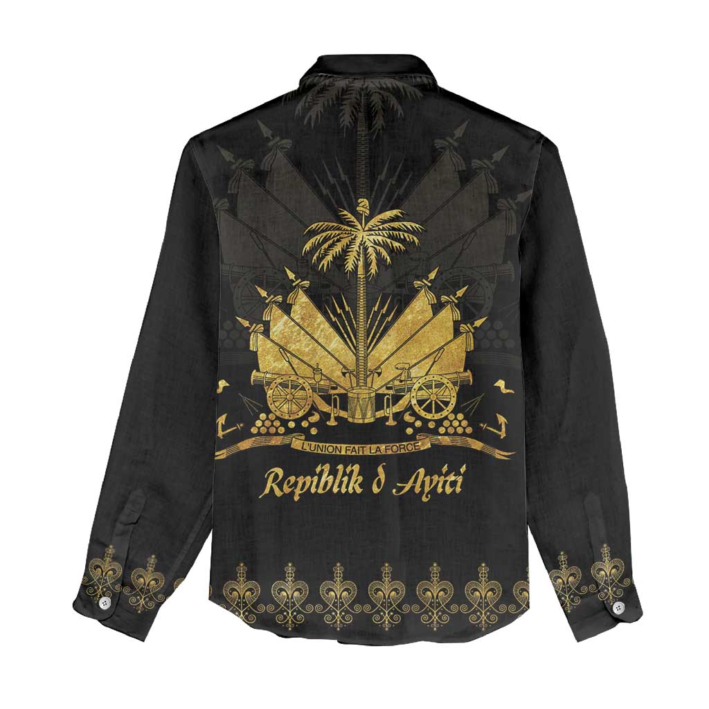 Ayiti 222nd Independence Day Anniversary Women Casual Shirt Haiti Gold VeVe Pattern - Wonder Print Shop