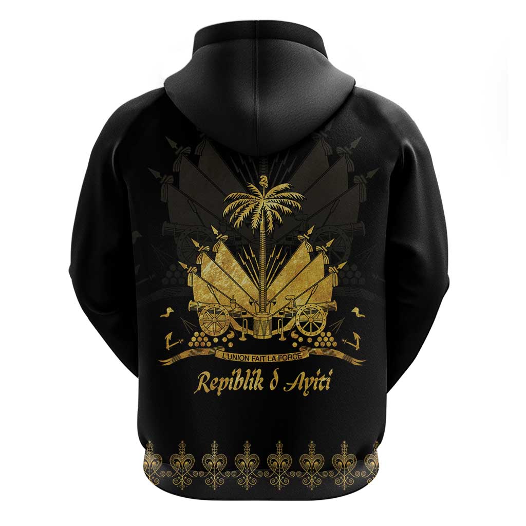Ayiti 222nd Independence Day Anniversary Zip Hoodie Haiti Gold VeVe Pattern - Wonder Print Shop