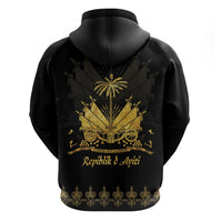 Ayiti 222nd Independence Day Anniversary Zip Hoodie Haiti Gold VeVe Pattern - Wonder Print Shop