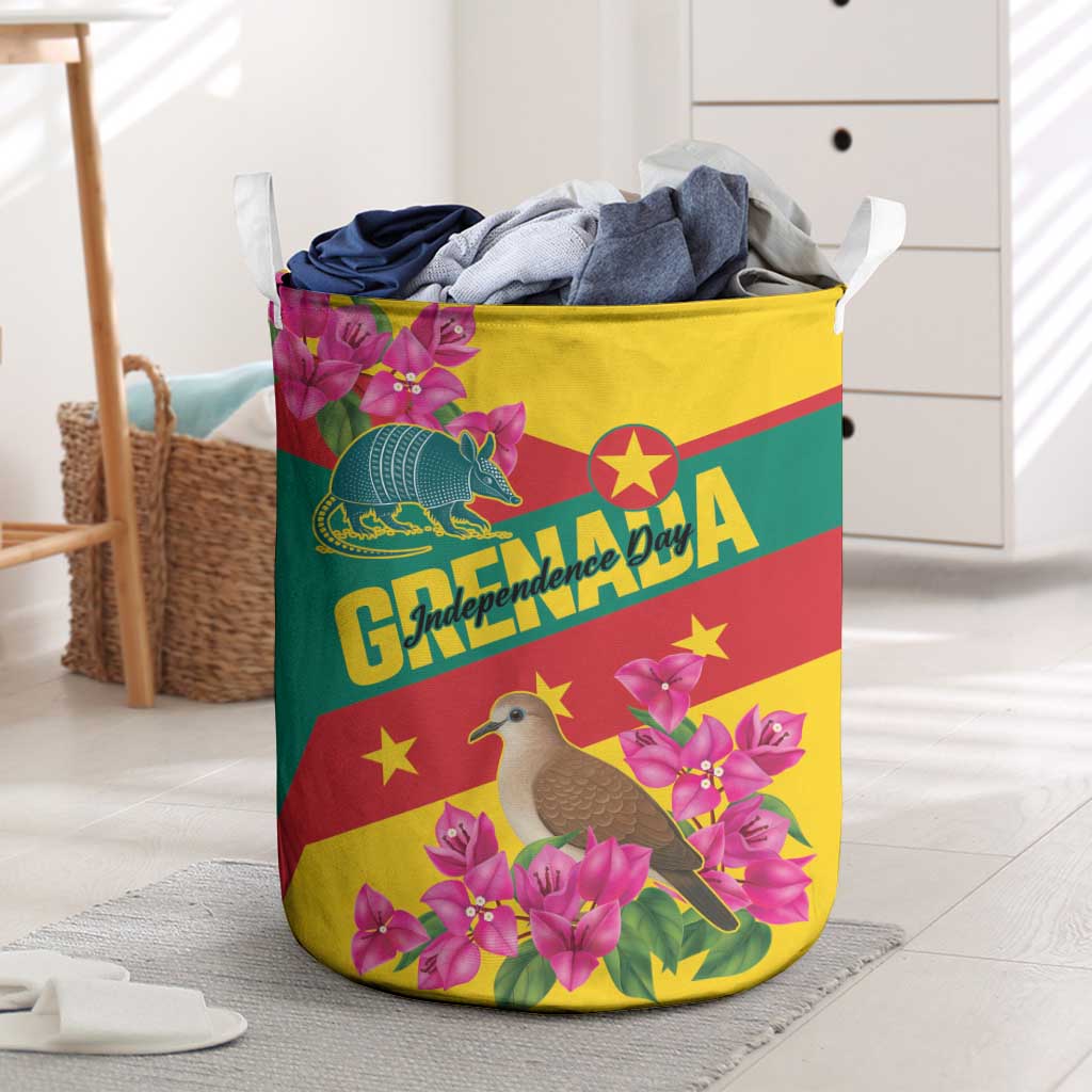 Grenada Independence Day 1974 Laundry Basket La Gwinad Dove Armadillo Together - Wonder Print Shop