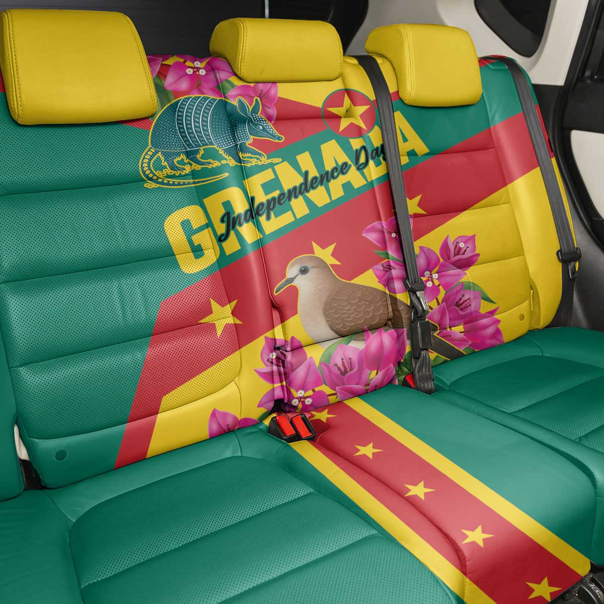 Grenada Independence Day 1974 Back Car Seat Cover La Gwinad Dove Armadillo Together - Wonder Print Shop
