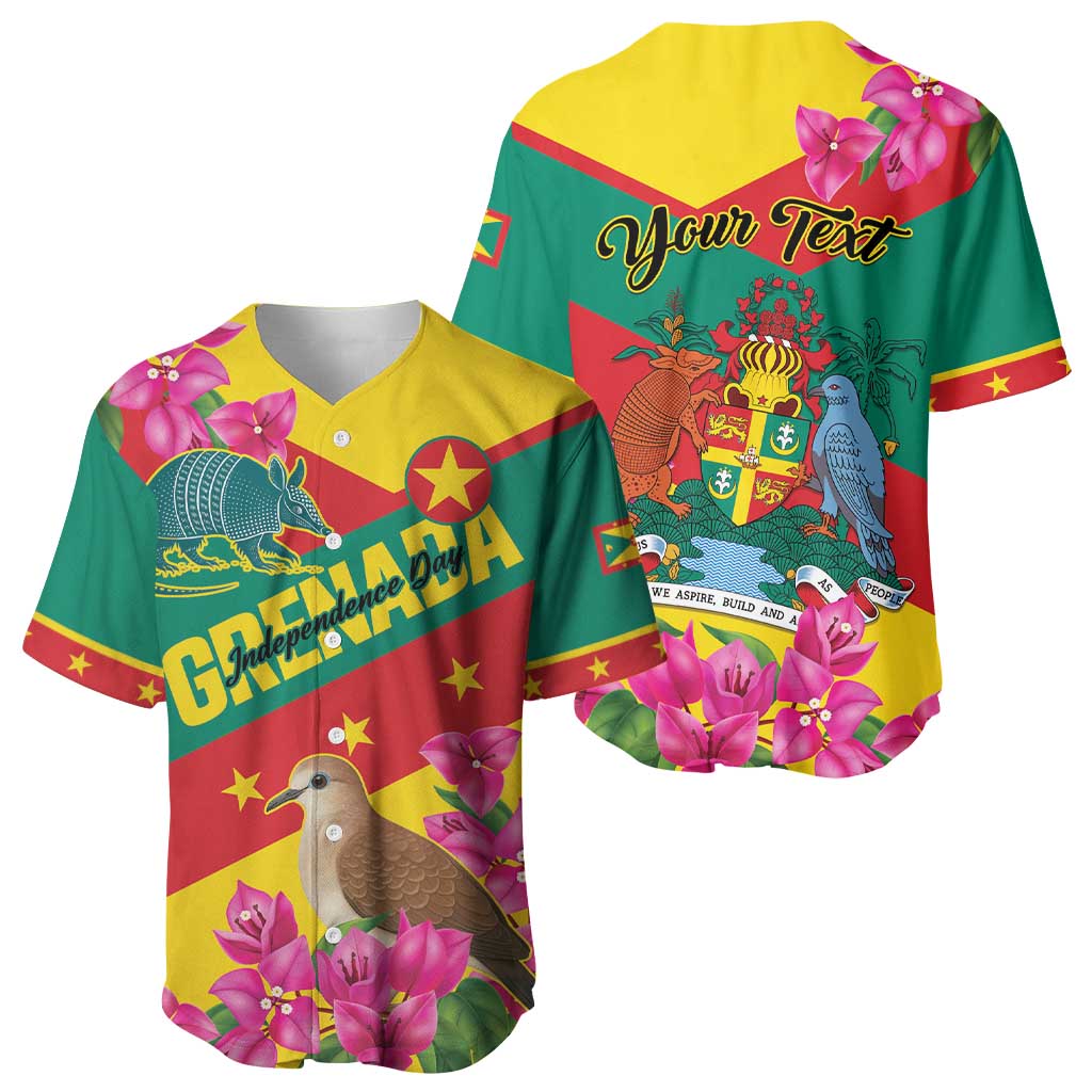 Personalized Grenada Independence Day 1974 Baseball Jersey La Gwinad Dove Armadillo Together - Wonder Print Shop