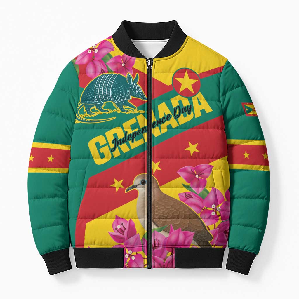 Personalized Grenada Independence Day 1974 Bomber Puffer Jacket La Gwinad Dove Armadillo Together - Wonder Print Shop