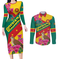 Personalized Grenada Independence Day 1974 Couples Matching Long Sleeve Bodycon Dress and Long Sleeve Button Shirt La Gwinad Dove Armadillo Together - Wonder Print Shop