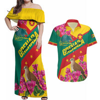 Personalized Grenada Independence Day 1974 Couples Matching Off Shoulder Maxi Dress and Hawaiian Shirt La Gwinad Dove Armadillo Together - Wonder Print Shop