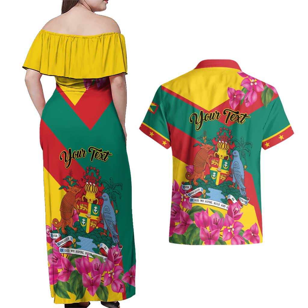 Personalized Grenada Independence Day 1974 Couples Matching Off Shoulder Maxi Dress and Hawaiian Shirt La Gwinad Dove Armadillo Together - Wonder Print Shop