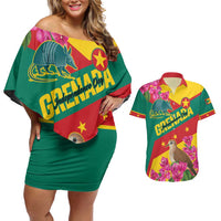 Personalized Grenada Independence Day 1974 Couples Matching Off Shoulder Short Dress and Hawaiian Shirt La Gwinad Dove Armadillo Together - Wonder Print Shop