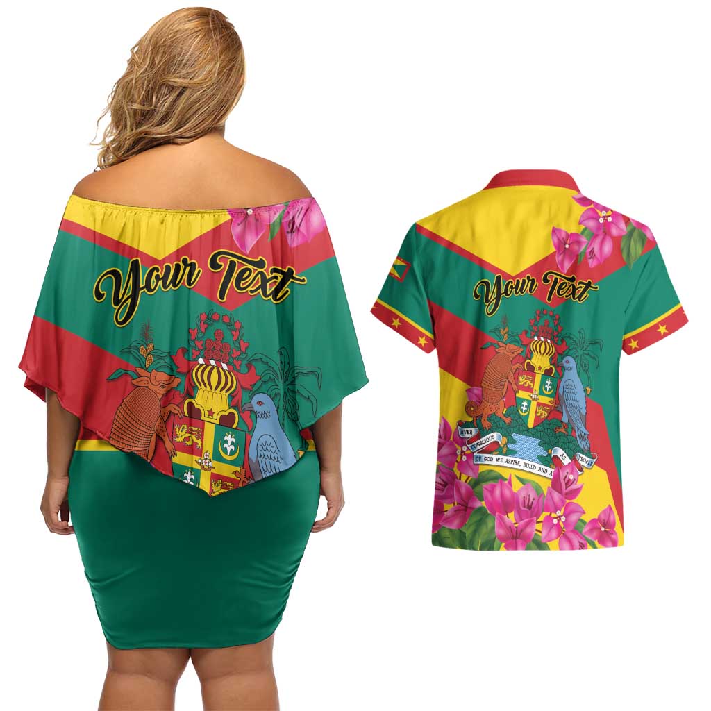 Personalized Grenada Independence Day 1974 Couples Matching Off Shoulder Short Dress and Hawaiian Shirt La Gwinad Dove Armadillo Together - Wonder Print Shop