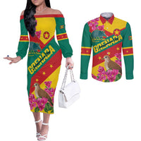 Personalized Grenada Independence Day 1974 Couples Matching Off The Shoulder Long Sleeve Dress and Long Sleeve Button Shirt La Gwinad Dove Armadillo Together - Wonder Print Shop