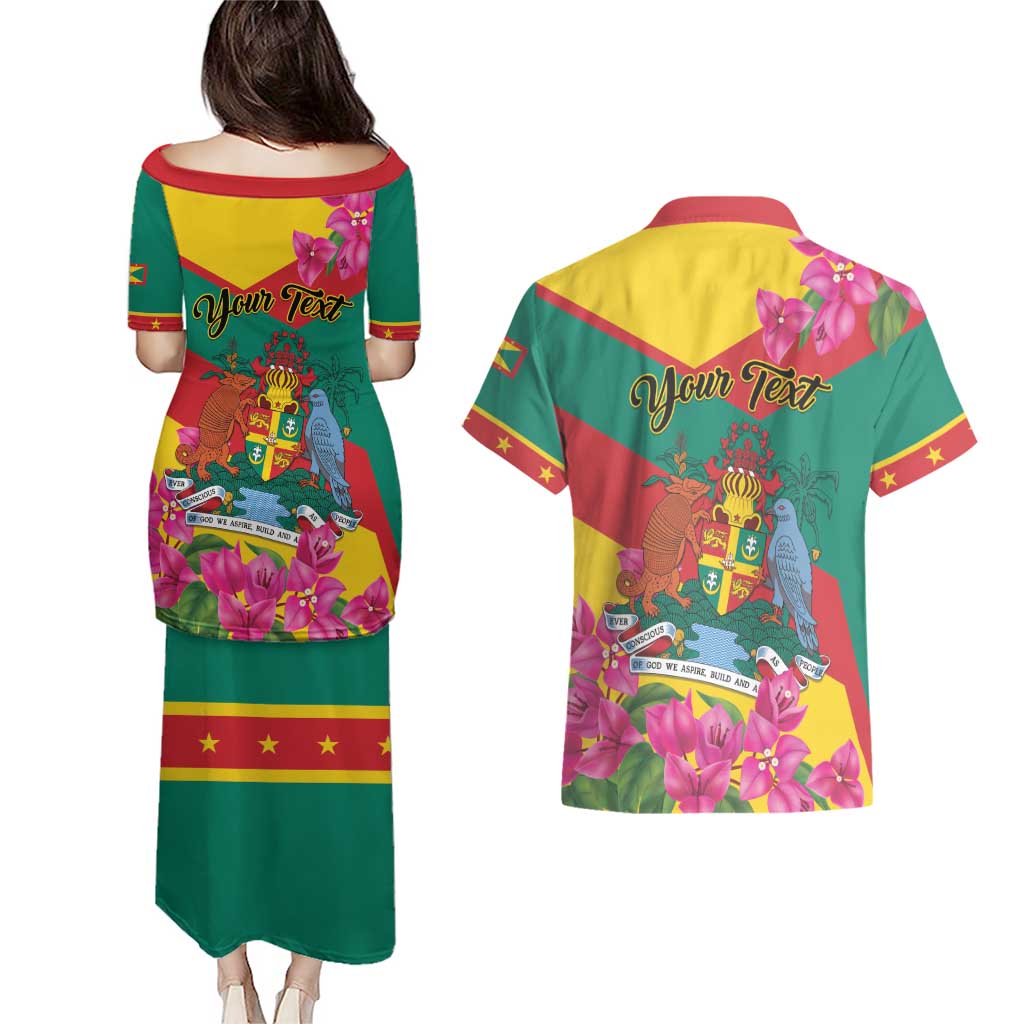 Personalized Grenada Independence Day 1974 Couples Matching Puletasi and Hawaiian Shirt La Gwinad Dove Armadillo Together - Wonder Print Shop