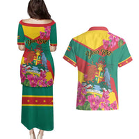 Personalized Grenada Independence Day 1974 Couples Matching Puletasi and Hawaiian Shirt La Gwinad Dove Armadillo Together - Wonder Print Shop