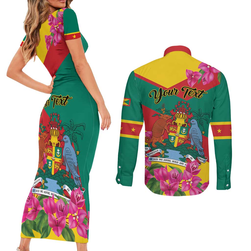 Personalized Grenada Independence Day 1974 Couples Matching Short Sleeve Bodycon Dress and Long Sleeve Button Shirt La Gwinad Dove Armadillo Together - Wonder Print Shop