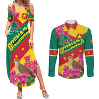 Personalized Grenada Independence Day 1974 Couples Matching Summer Maxi Dress and Long Sleeve Button Shirt La Gwinad Dove Armadillo Together - Wonder Print Shop