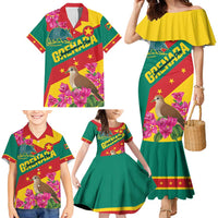 Personalized Grenada Independence Day 1974 Family Matching Mermaid Dress and Hawaiian Shirt La Gwinad Dove Armadillo Together - Wonder Print Shop