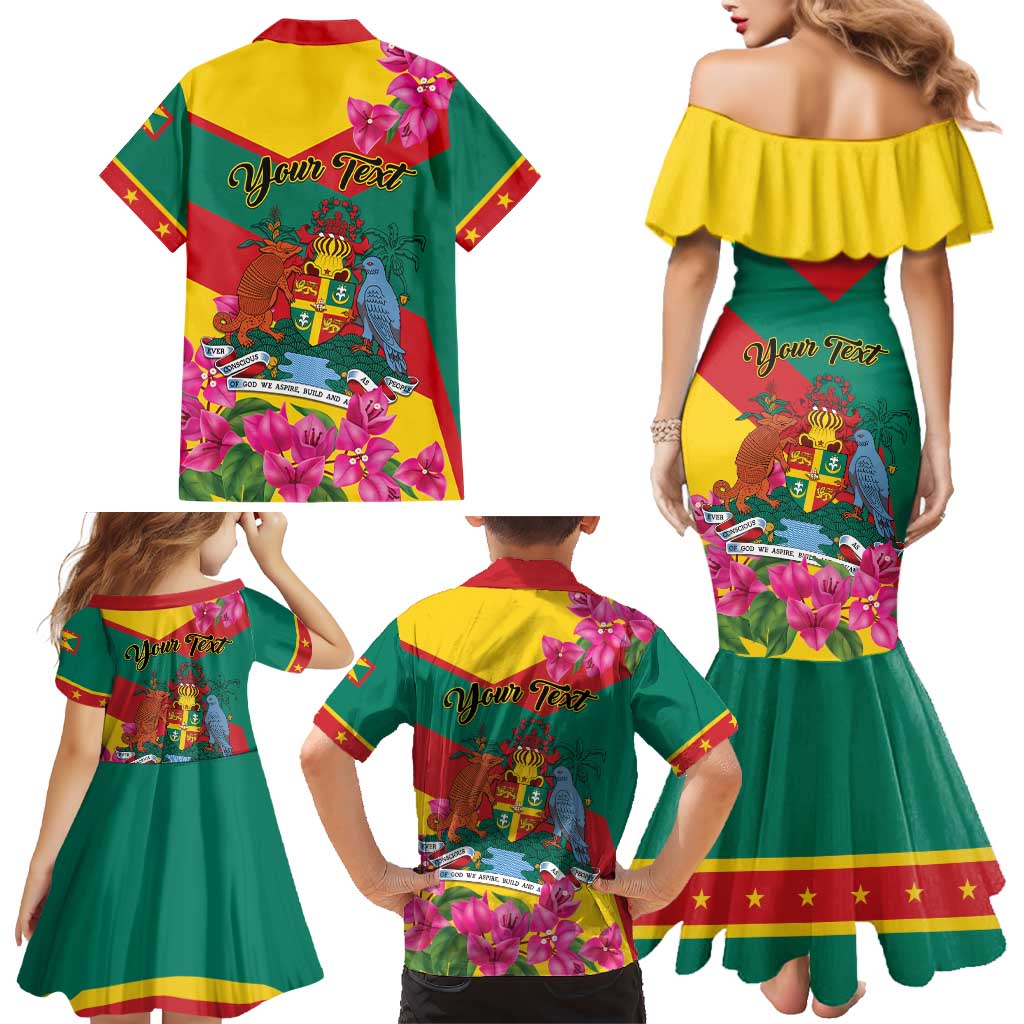 Personalized Grenada Independence Day 1974 Family Matching Mermaid Dress and Hawaiian Shirt La Gwinad Dove Armadillo Together - Wonder Print Shop