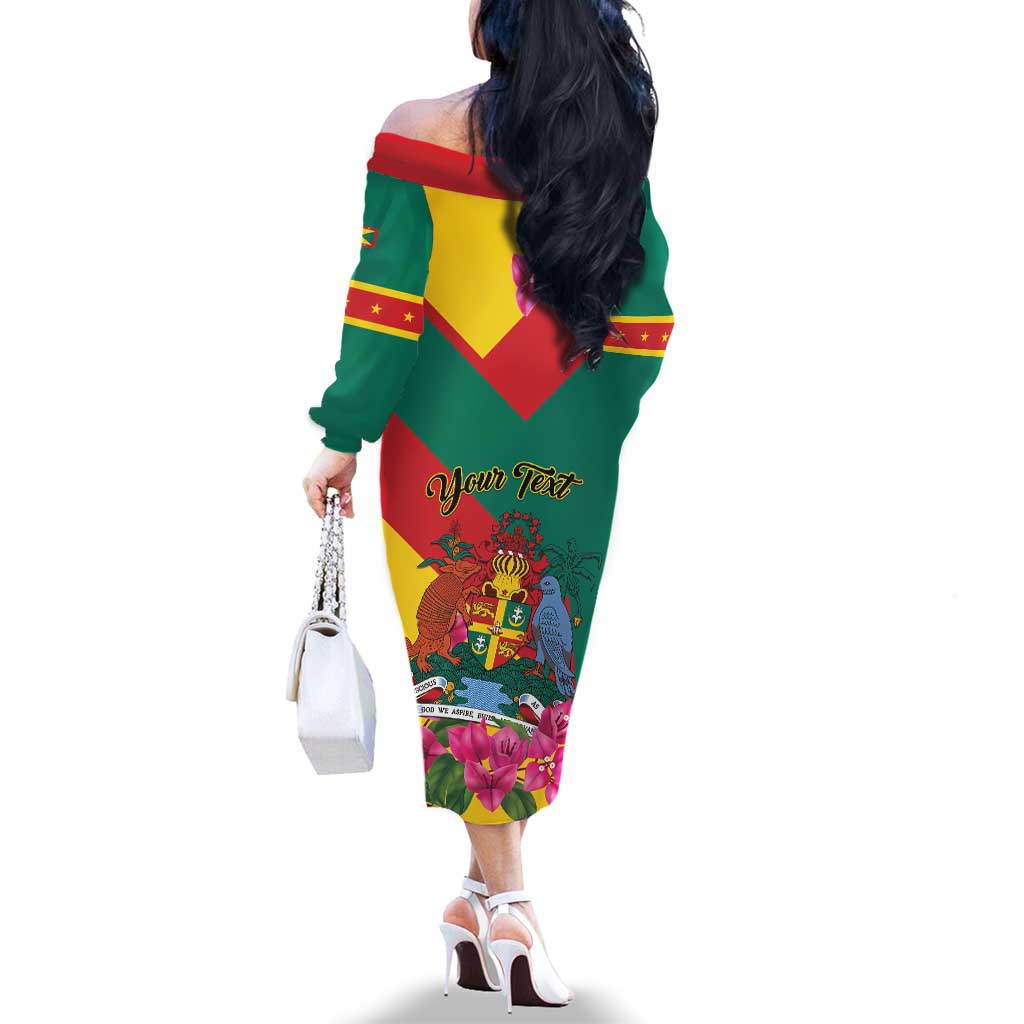 Personalized Grenada Independence Day 1974 Family Matching Off The Shoulder Long Sleeve Dress and Hawaiian Shirt La Gwinad Dove Armadillo Together - Wonder Print Shop