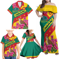 Personalized Grenada Independence Day 1974 Family Matching Off Shoulder Maxi Dress and Hawaiian Shirt La Gwinad Dove Armadillo Together - Wonder Print Shop