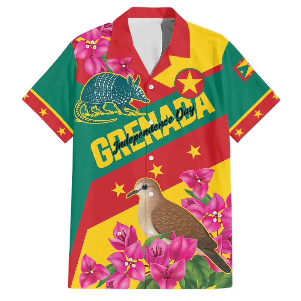 Personalized Grenada Independence Day 1974 Family Matching Off Shoulder Maxi Dress and Hawaiian Shirt La Gwinad Dove Armadillo Together - Wonder Print Shop
