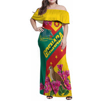 Personalized Grenada Independence Day 1974 Family Matching Off Shoulder Maxi Dress and Hawaiian Shirt La Gwinad Dove Armadillo Together - Wonder Print Shop