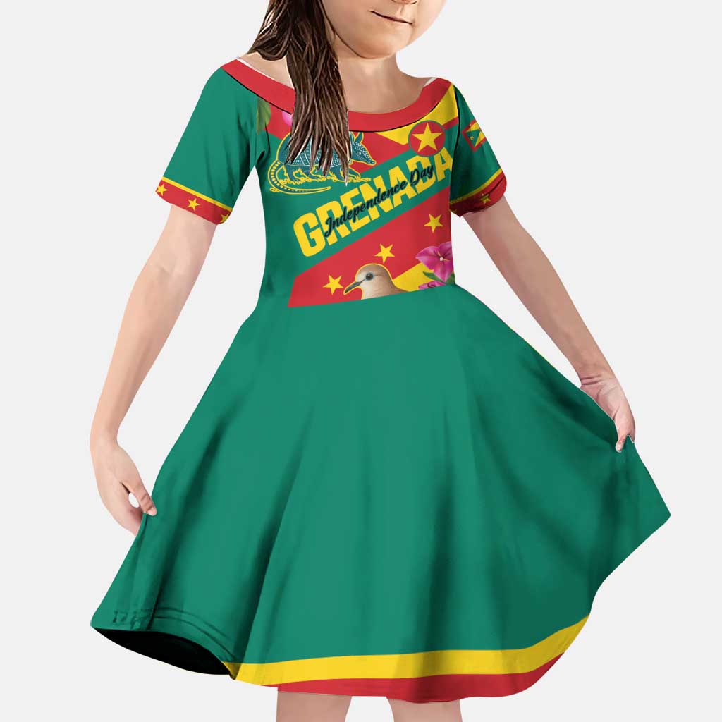 Personalized Grenada Independence Day 1974 Family Matching Off Shoulder Short Dress and Hawaiian Shirt La Gwinad Dove Armadillo Together - Wonder Print Shop