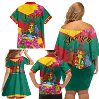 Personalized Grenada Independence Day 1974 Family Matching Off Shoulder Short Dress and Hawaiian Shirt La Gwinad Dove Armadillo Together - Wonder Print Shop