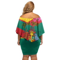 Personalized Grenada Independence Day 1974 Family Matching Off Shoulder Short Dress and Hawaiian Shirt La Gwinad Dove Armadillo Together - Wonder Print Shop