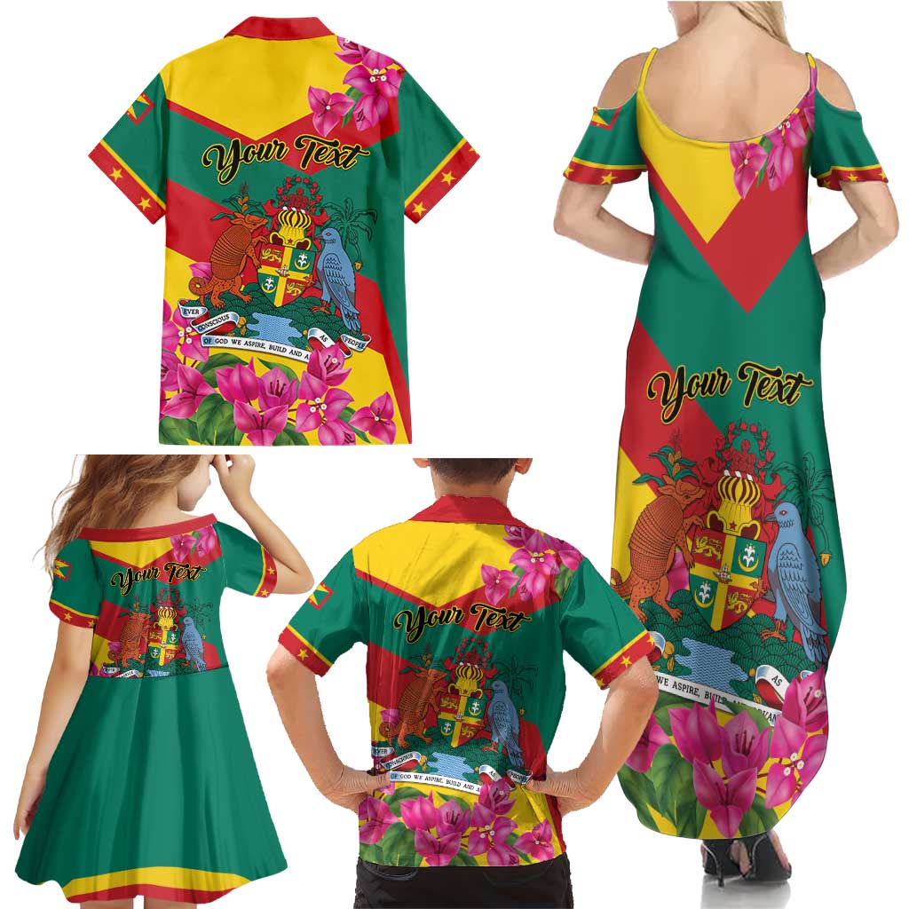 Personalized Grenada Independence Day 1974 Family Matching Summer Maxi Dress and Hawaiian Shirt La Gwinad Dove Armadillo Together - Wonder Print Shop