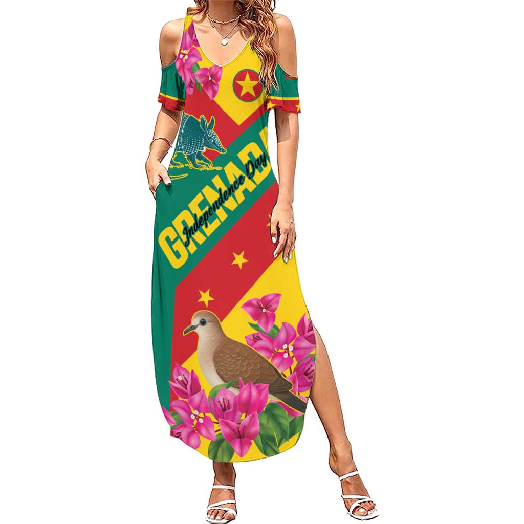 Personalized Grenada Independence Day 1974 Family Matching Summer Maxi Dress and Hawaiian Shirt La Gwinad Dove Armadillo Together - Wonder Print Shop