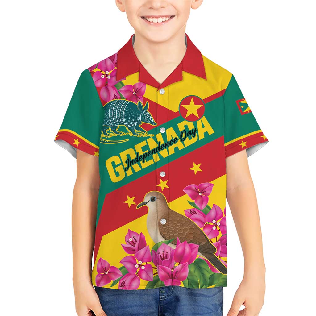Personalized Grenada Independence Day 1974 Family Matching Summer Maxi Dress and Hawaiian Shirt La Gwinad Dove Armadillo Together - Wonder Print Shop