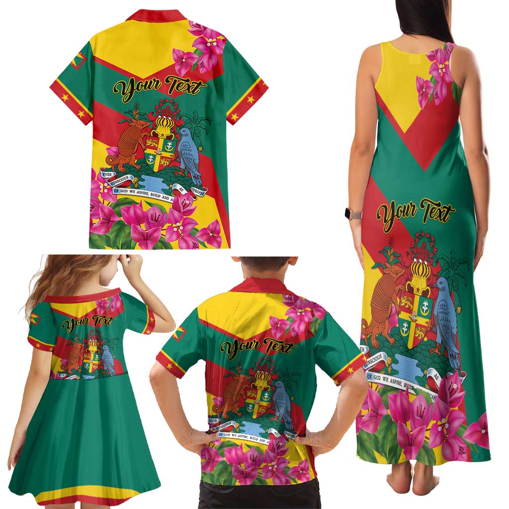 Personalized Grenada Independence Day 1974 Family Matching Tank Maxi Dress and Hawaiian Shirt La Gwinad Dove Armadillo Together - Wonder Print Shop