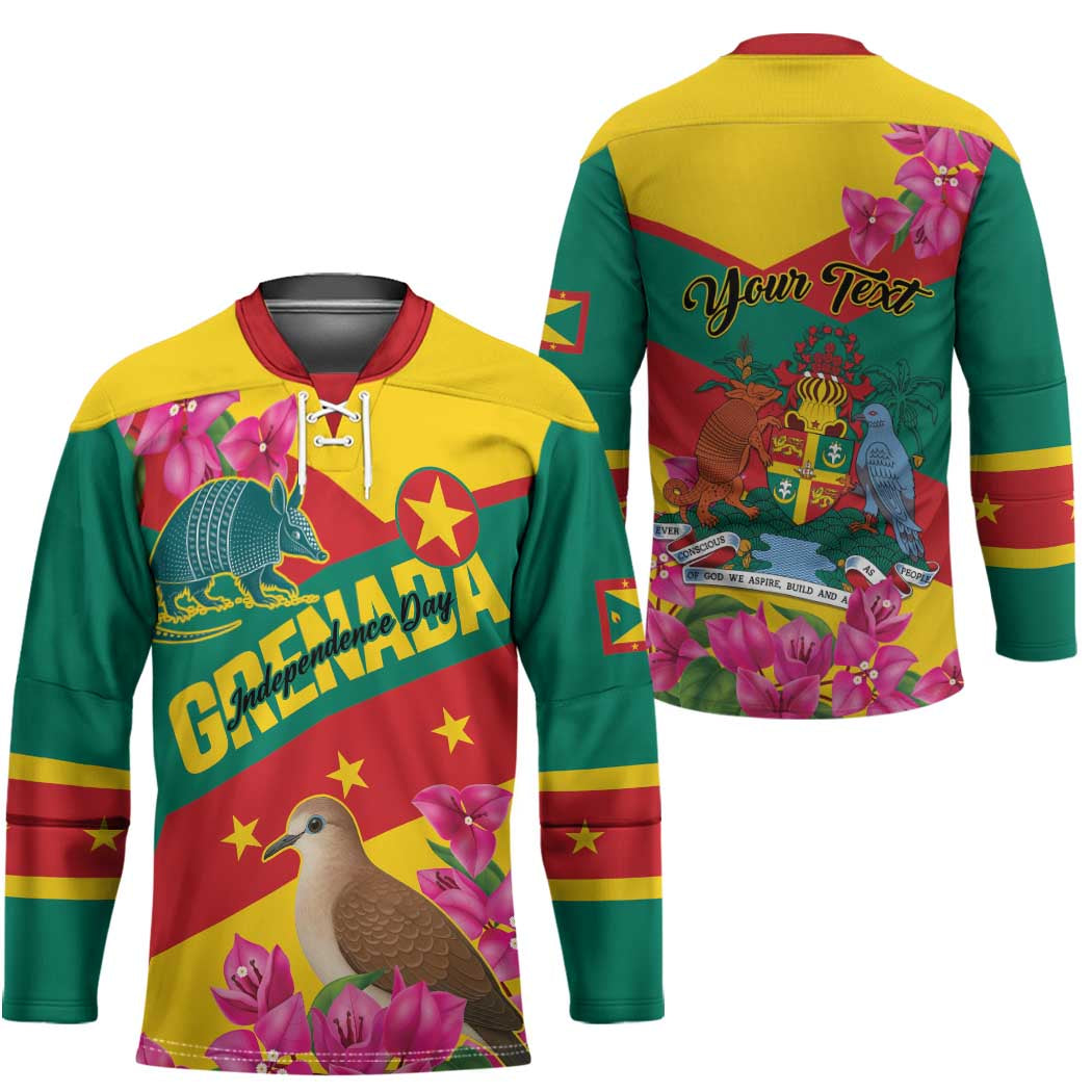 Personalized Grenada Independence Day 1974 Hockey Jersey La Gwinad Dove Armadillo Together - Wonder Print Shop