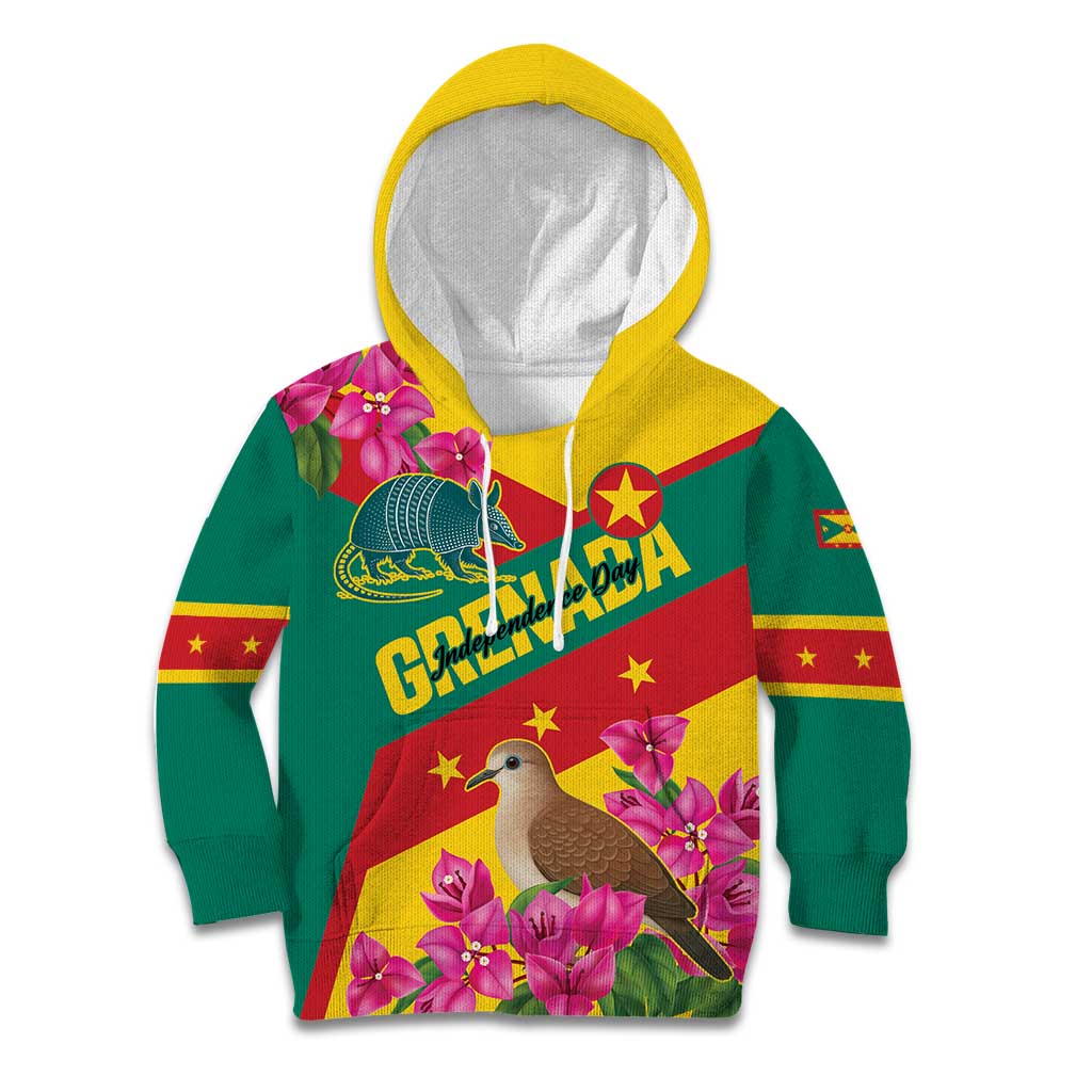 Personalized Grenada Independence Day 1974 Kid Hoodie La Gwinad Dove Armadillo Together - Wonder Print Shop