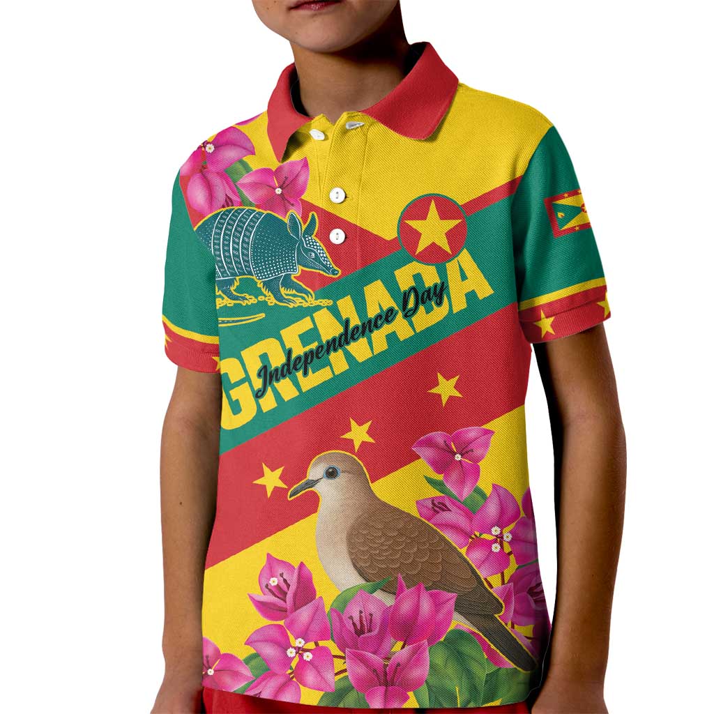 Personalized Grenada Independence Day 1974 Kid Polo Shirt La Gwinad Dove Armadillo Together - Wonder Print Shop