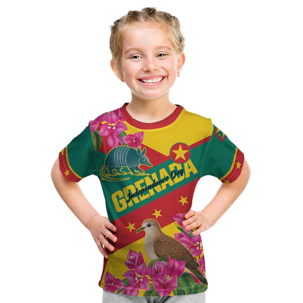 Personalized Grenada Independence Day 1974 Kid T Shirt La Gwinad Dove Armadillo Together - Wonder Print Shop