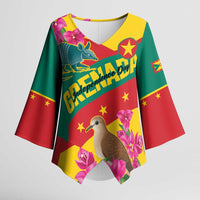 Personalized Grenada Independence Day 1974 Kimono Sleeve Blouse La Gwinad Dove Armadillo Together - Wonder Print Shop