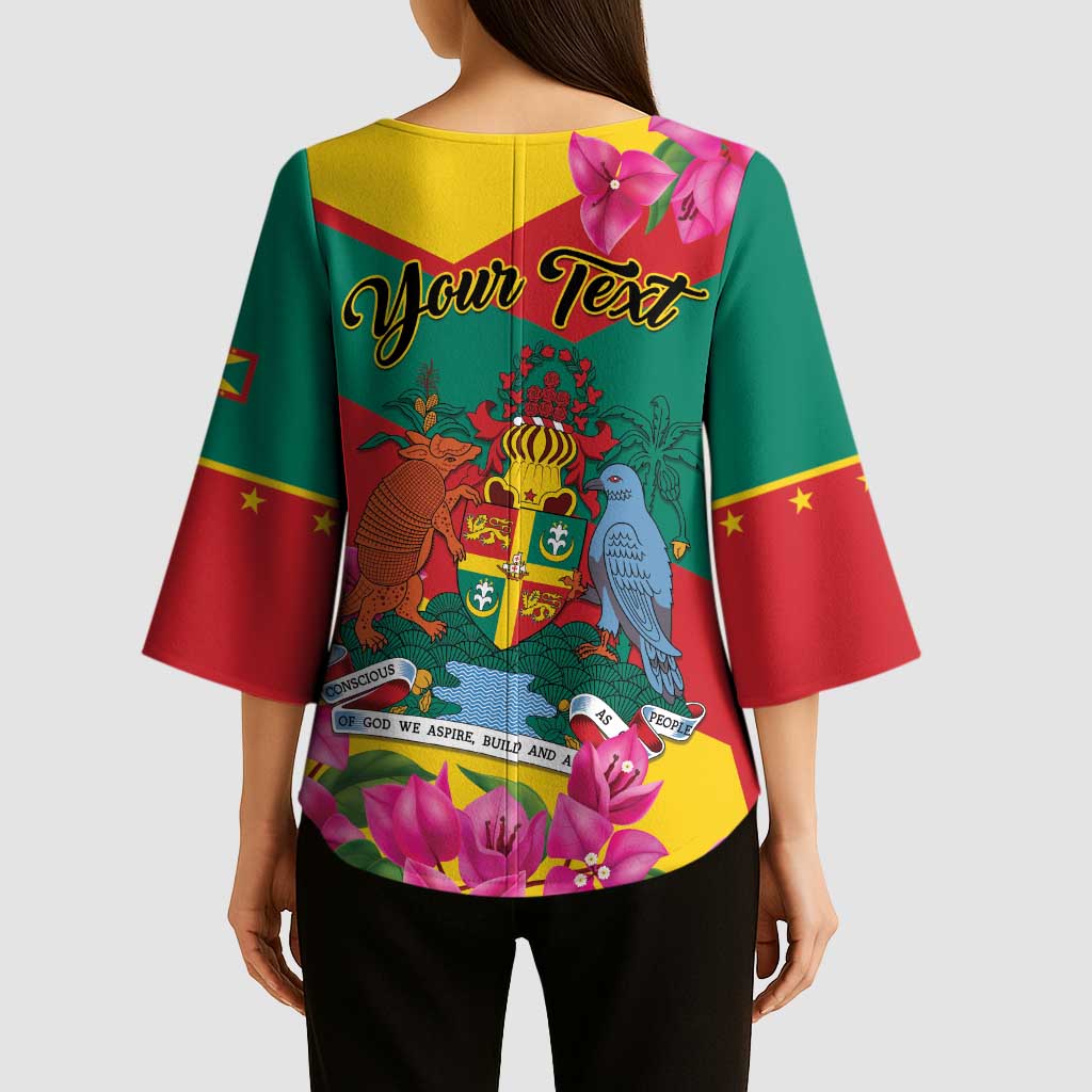 Personalized Grenada Independence Day 1974 Kimono Sleeve Blouse La Gwinad Dove Armadillo Together - Wonder Print Shop