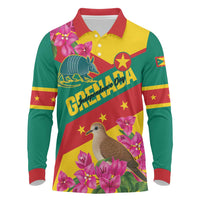 Personalized Grenada Independence Day 1974 Long Sleeve Polo Shirt La Gwinad Dove Armadillo Together - Wonder Print Shop