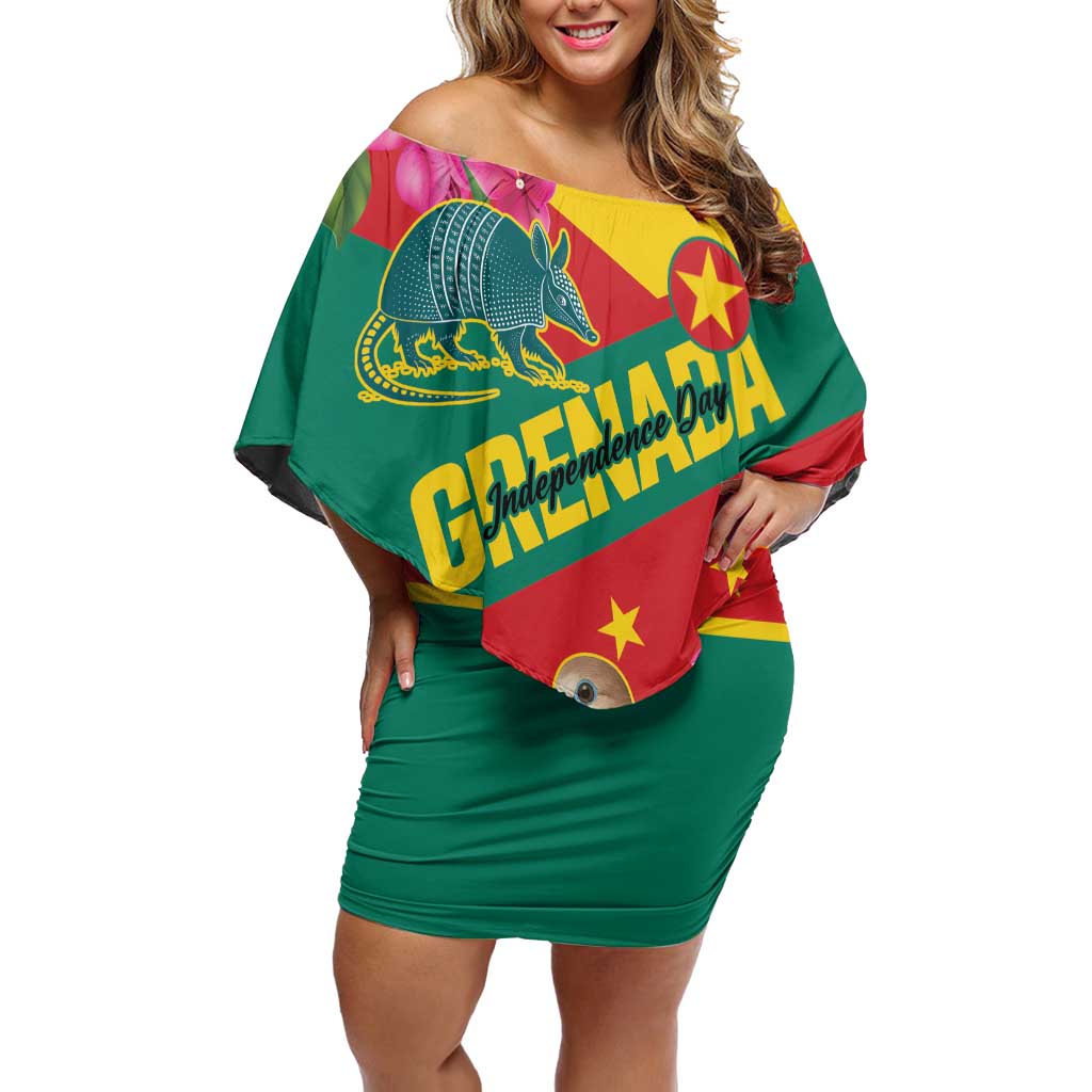 Personalized Grenada Independence Day 1974 Off Shoulder Short Dress La Gwinad Dove Armadillo Together - Wonder Print Shop