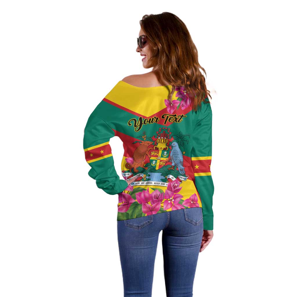 Personalized Grenada Independence Day 1974 Off Shoulder Sweater La Gwinad Dove Armadillo Together - Wonder Print Shop
