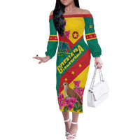 Personalized Grenada Independence Day 1974 Off The Shoulder Long Sleeve Dress La Gwinad Dove Armadillo Together - Wonder Print Shop