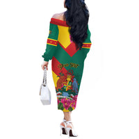 Personalized Grenada Independence Day 1974 Off The Shoulder Long Sleeve Dress La Gwinad Dove Armadillo Together - Wonder Print Shop